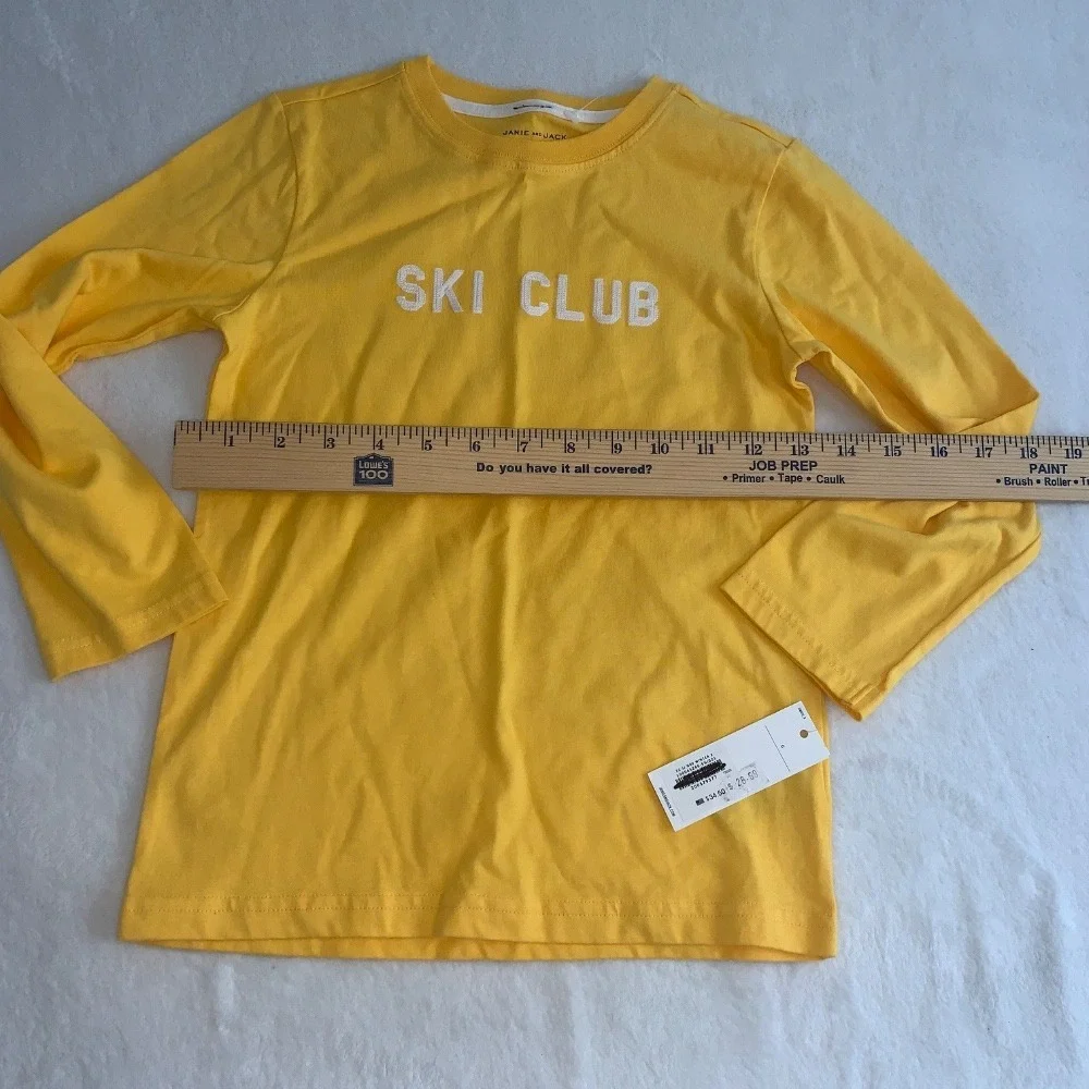 Janie and Jack yellow white long sleeve tee ski new with‎ tags